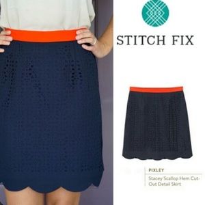 Scallop Hem Cut-Out Detail Skirt by Pixley